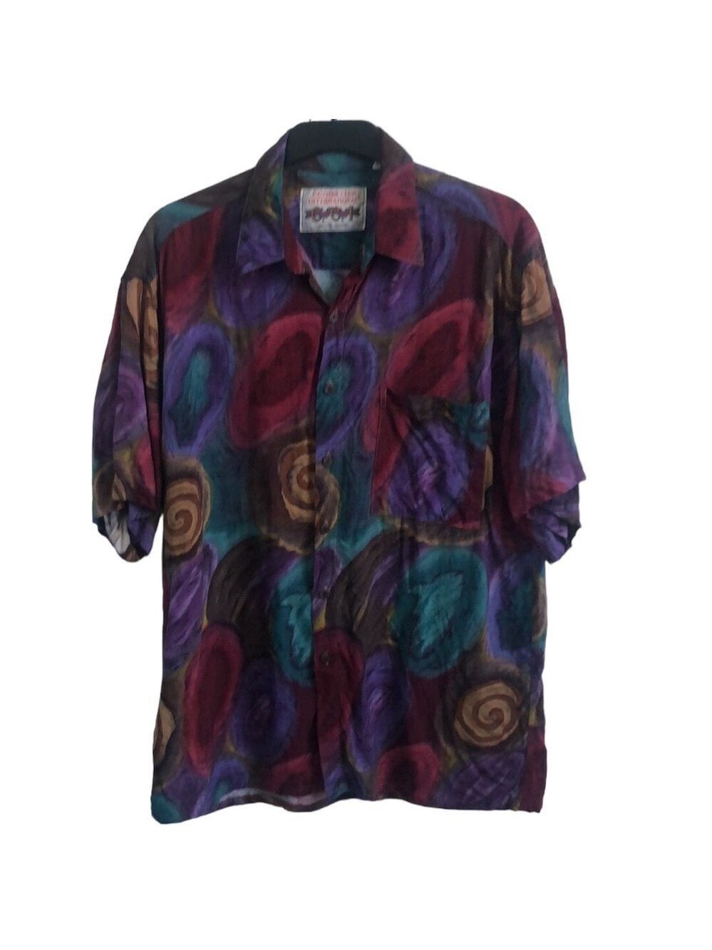 Vintage CCI Van Heusen Abstract All Over Print Short Sleeve Button Up Shirt L